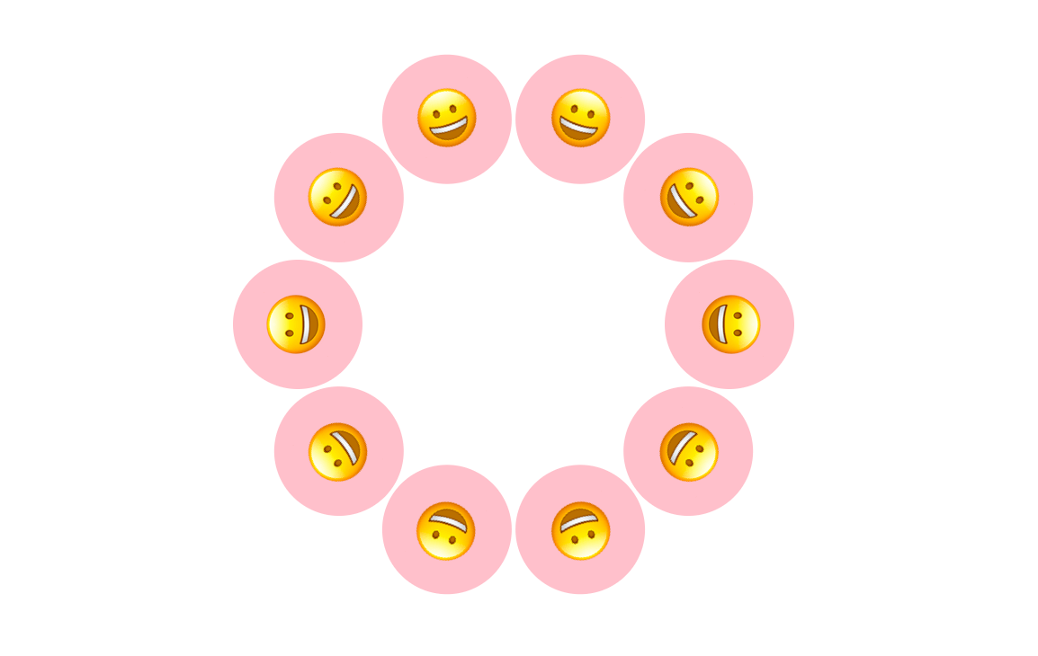 Emoji placed on a circle path facing in the direction of the path