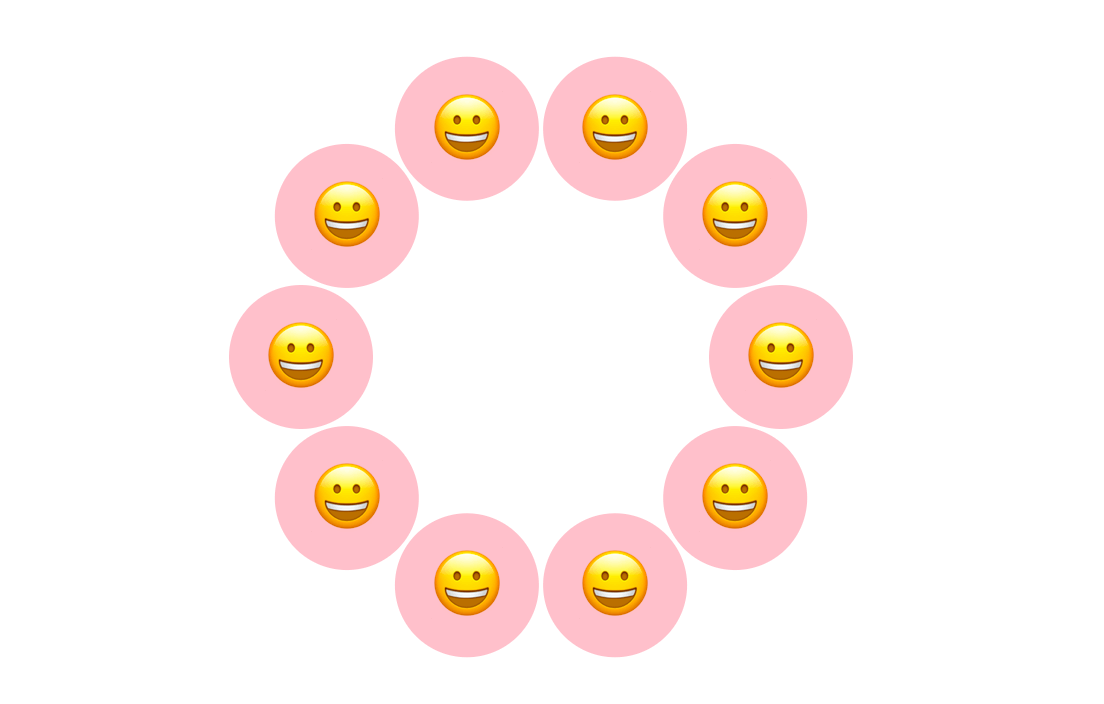 Upright Emoji placed on a circle path